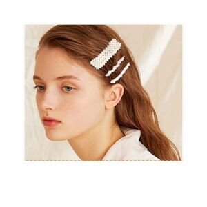 Set of 3 Large Faux Pearl Barrettes Hair Clips NEW